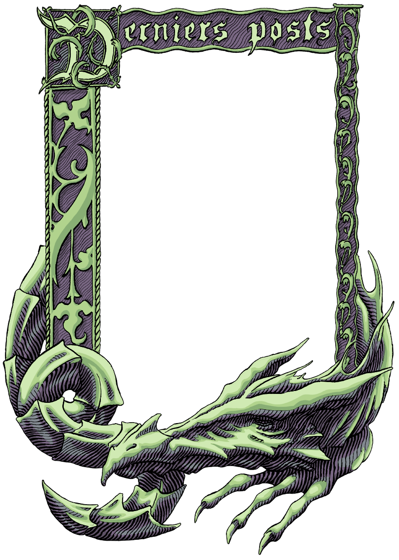 Banderole du site représentant un dragon, un alien et les initiales de l'artiste Quentin Aubé